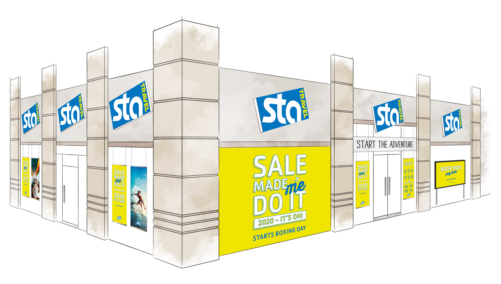 STA Travel flagship store sale mockup