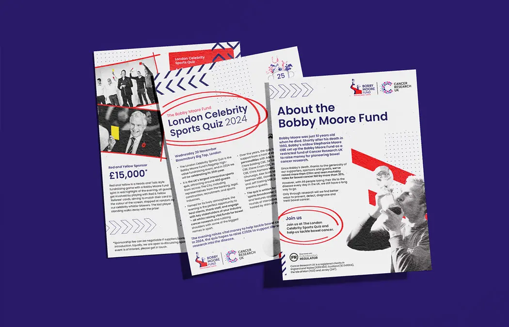 London Celebrity Sport Quiz sponsorship materials